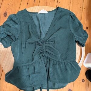 💙Pink Rose Deep Teal Blouse